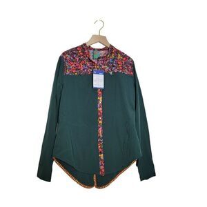 Without Walls Jacket Size Small Floral Snap Button Up Green